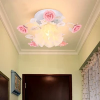 korean pastoral lamp ceiling lamp rose wrought iron flower lamp porch aisle sun ceiling lamp mount ceiling light e27 110 265v