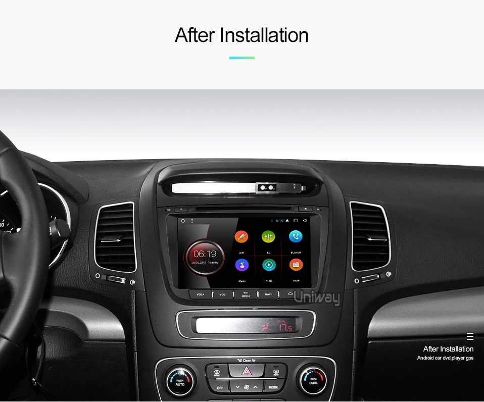 Uniway ZSLT8071 2G android 8,1 автомобильный dvd для kia sorento 2013 Автомобильный Радио gps навигация с управлением рулевого колеса