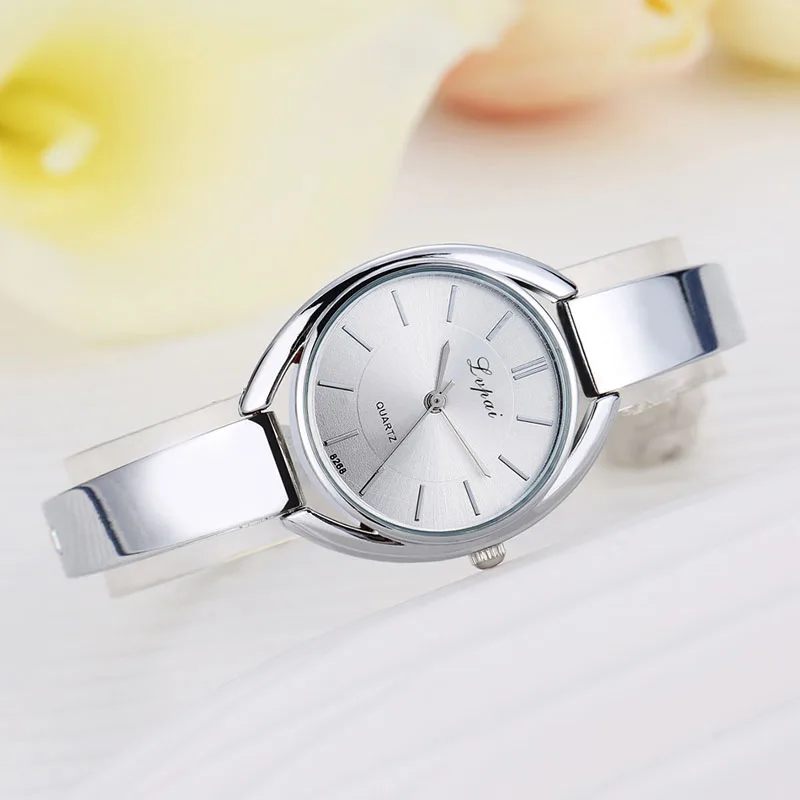 White Dial Silver Для женщин простой стиль кварцевые наручные часы элегантный тонкий сплав ремешок повседневные часы LL@ 17 - Цвет: White Dial Silver