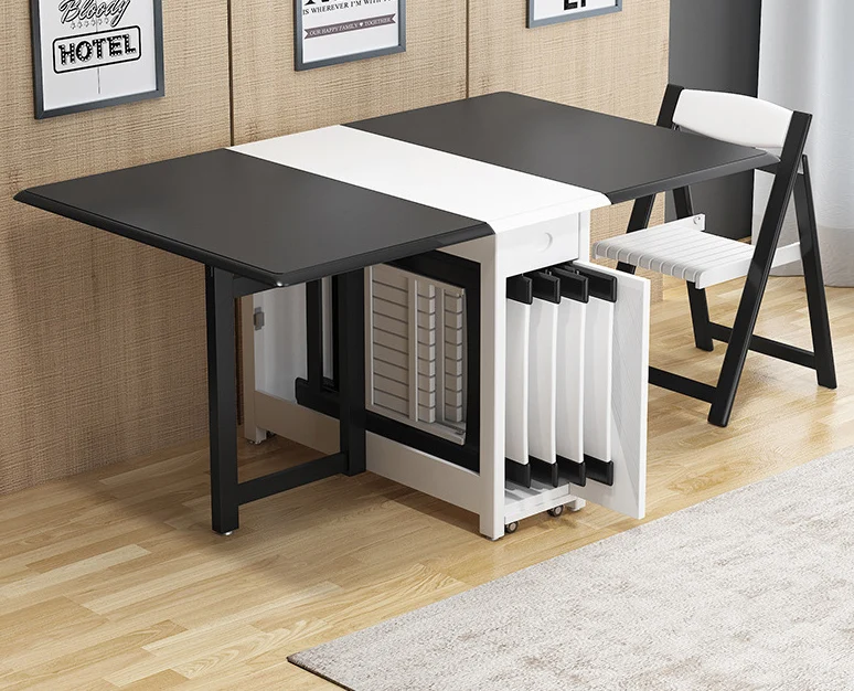 1 Set Table Chair Combination Multifunction Modern Simplicity Style Solid Wood Scalable Folding Dining Room Desk | Мебель
