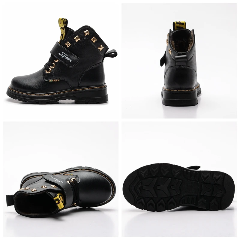 2019 Новый осень зима теплая обувь из натуральной кожи высокое качество детские