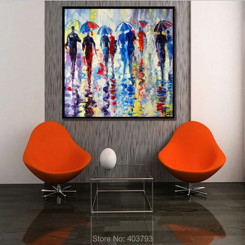 HD печатная Современная картина маслом абстрактный ритм дождя картины на холсте