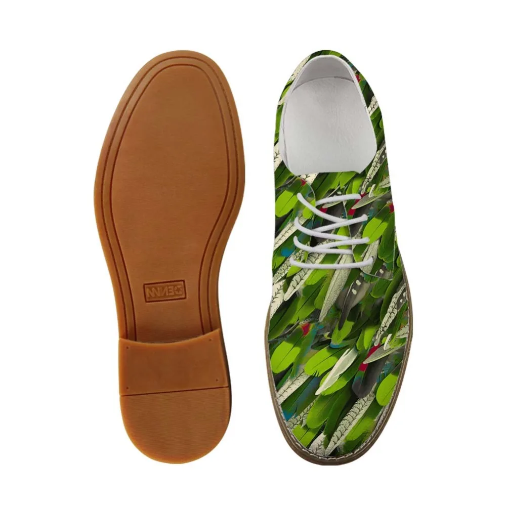 

Noisydesigns Male Business Dress shoe Colorful Bird Feather Print Man Casual Leather Oxfords shoes Boy Flat Leisure Lace up shoe