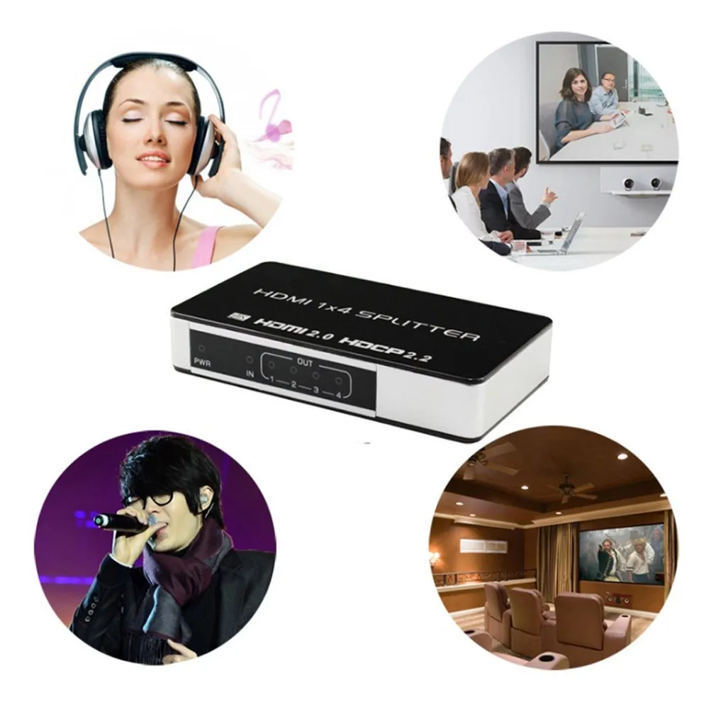 4K@ 60Hz UHD HDMI сплит-тер 1x4 1 вход 4 Выход HDMI 2,0 HDCP 2,2 сплит-повторитель переключатель коробка концентратор 1080 p@ 60 Гц для HDTV PS3 DVD STB