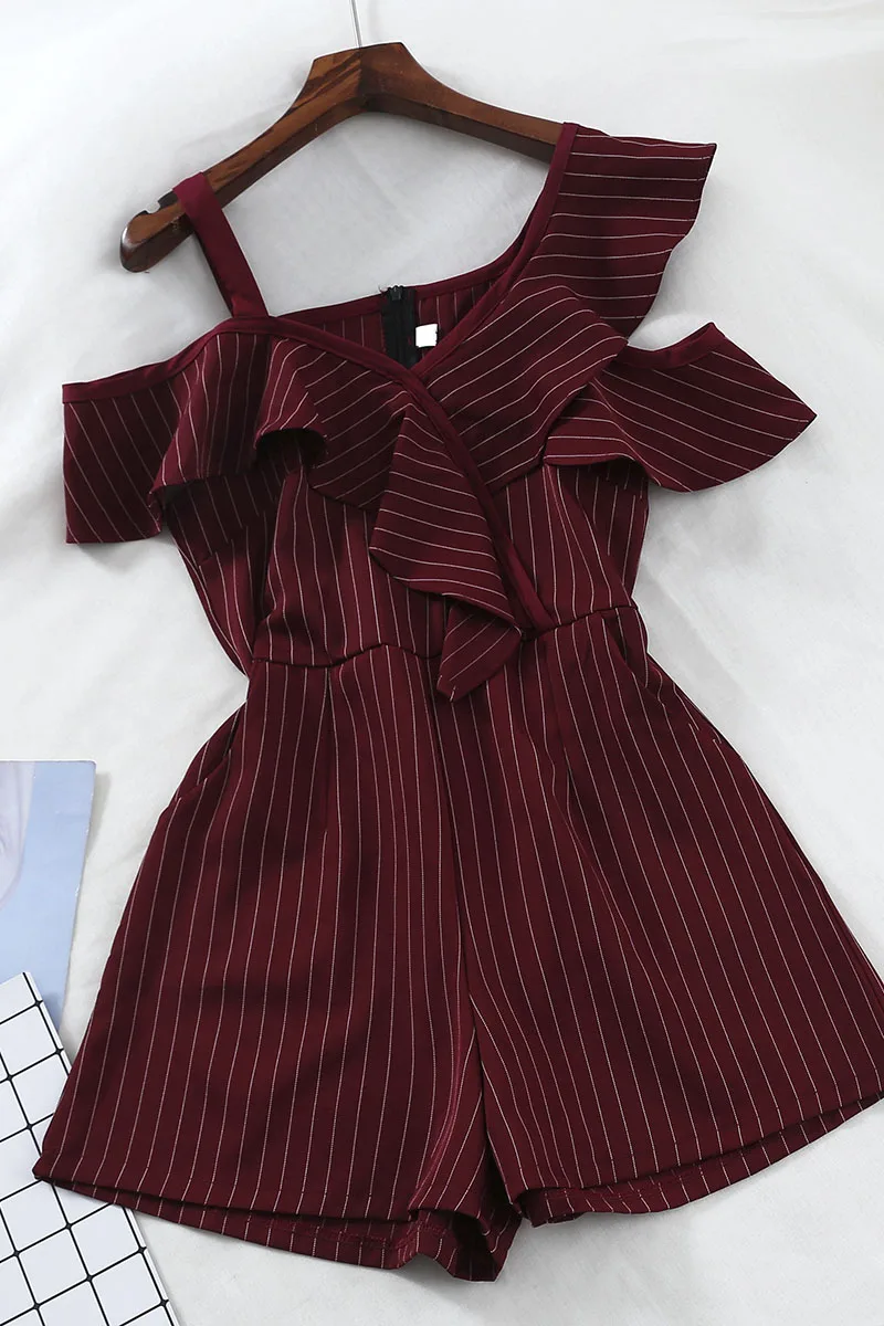 2019 new fashion women's jumpsuits casual loose strapless sexy high waist wide leg striped jumpsuit | Женская одежда