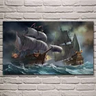 Боевые корабли с парусами в морском шторме, искусство, картина, украшение для дома, гостиной, спальни KJ050