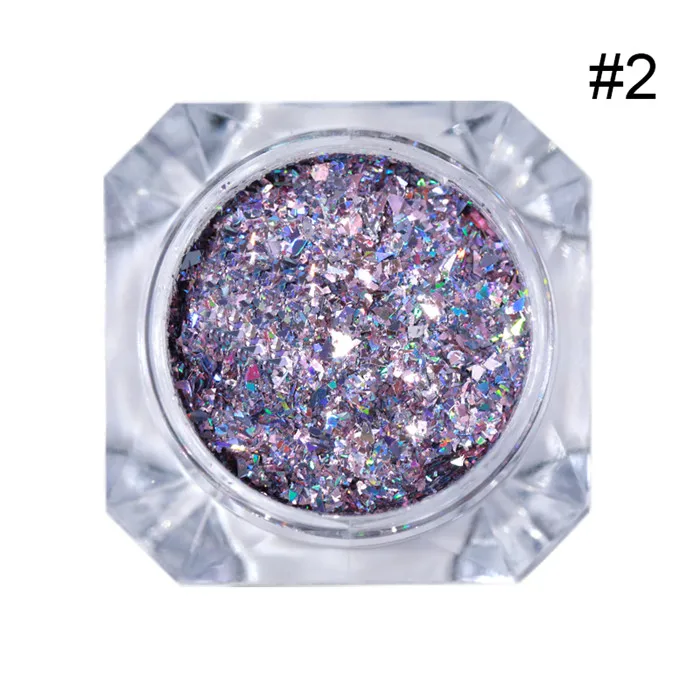 Color 2 1 коробка Holo Блестки для ногтей нерегулярные флаконы голографическая пудра блестка для домашнего маникюра художественное украшение - Цвет: Color 2