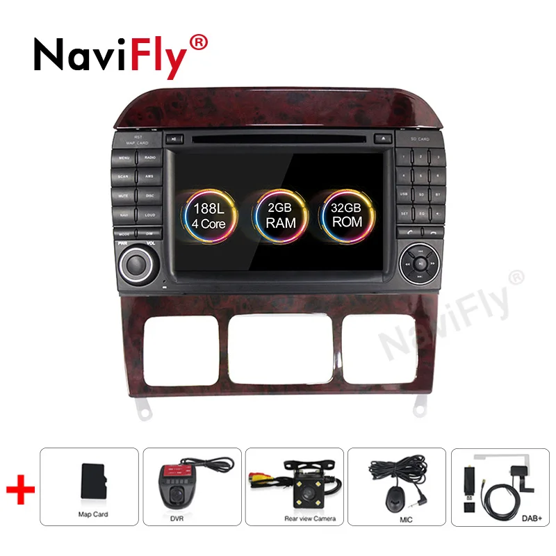 dvd camera DVR DAB 2din 2+ 32G Android 9,1 автомобильный dvd Радио мультимедийный плеер gps для Mercedes-Benz s-класс W220 S280 S320 S430 S500 S55 W215 wifi USB - Цвет: dvd camera DVR DAB