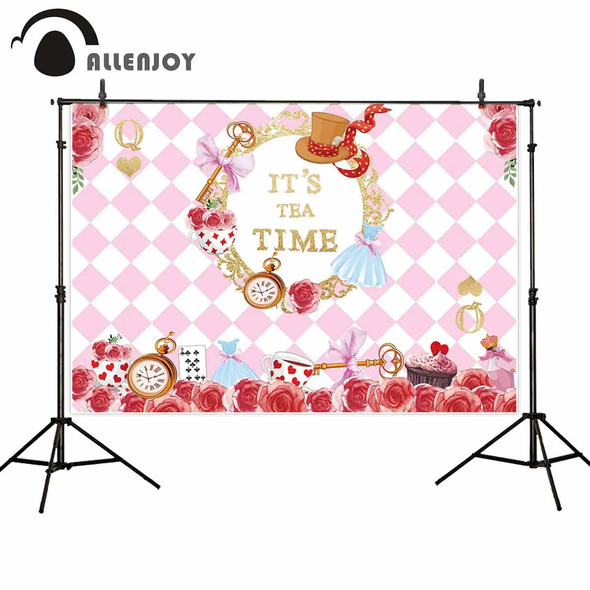 Allenjoy красная Роза девушка Чайная Вечеринка розовый бриллиант Золотая рамка