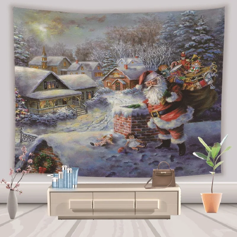 

Santa Claus Mural Tapestry Printed Wall Blankets Beach Towel Decoration Wall Tapestry Wall Hanging Mandala Blanket