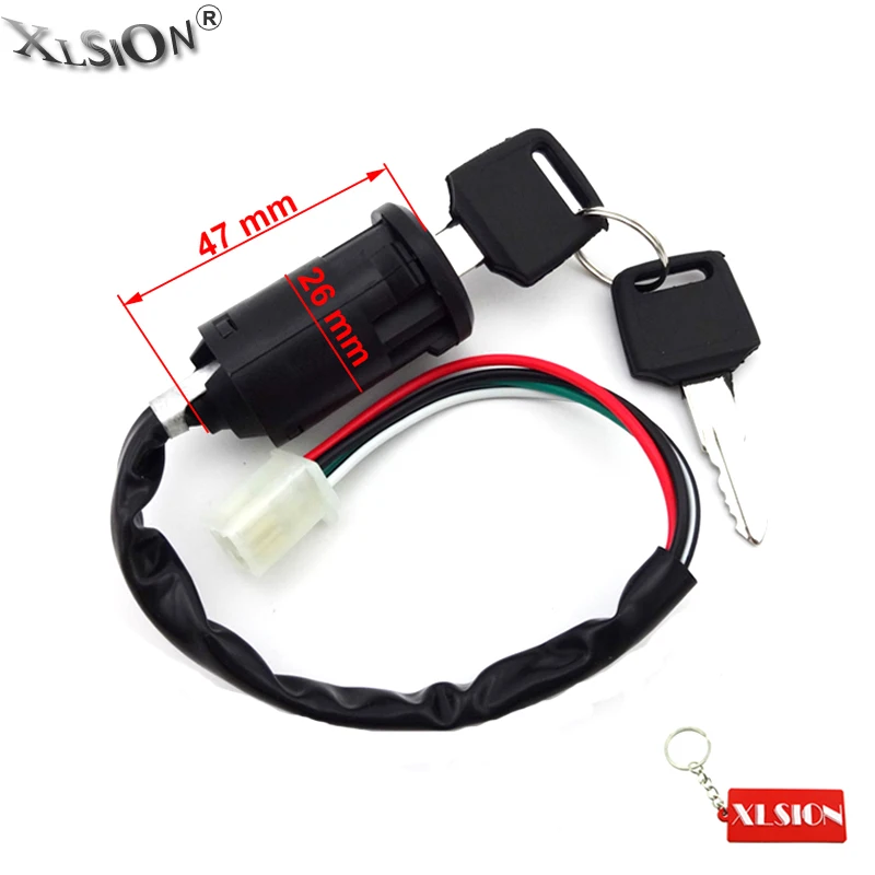 XLSION 4 проводной замок ключа зажигания для китайского 50cc 90cc 110cc 125cc MiniMoto Scooter Go Kart