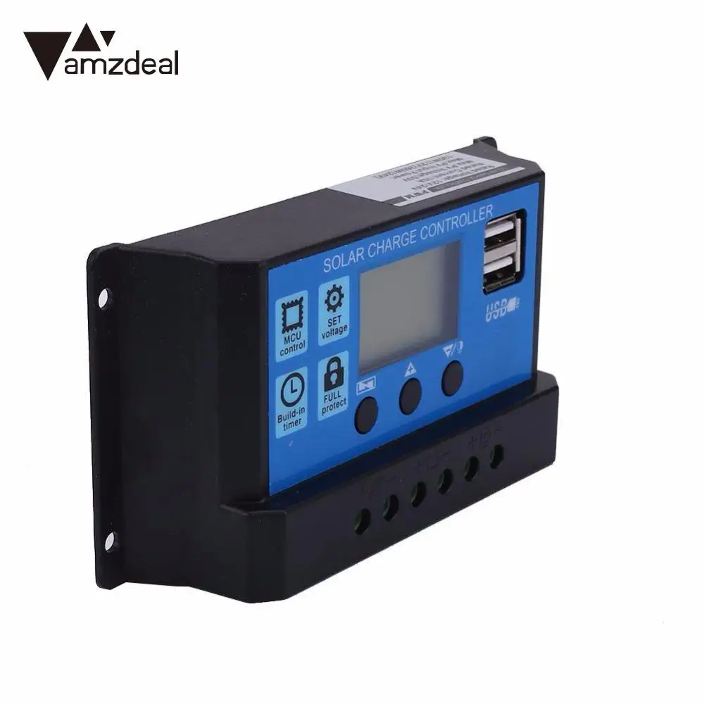 Amzdeal высокое качество 10А 12/24 в USB LCD PWM солнечная панель система регулятор заряда