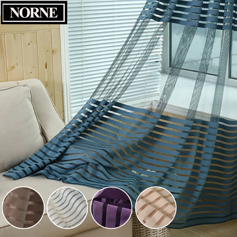 Декоративные полукружевные полосатые прозрачные Занавески NORNE тюлевые вуали для