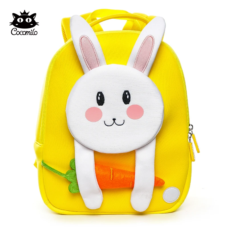 Cocomilo, заводская цена, 3D желтый кролик, для малышей, детская школьная сумка для детей, водонепроницаемая, с животными, с защитой от потери, Mochila...