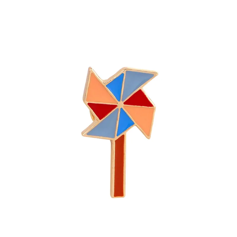 windmill Модная летняя брошь с пляжной тематикой, мультяшная эмалированная булавка, кошачий фламинго, солнцезащитные очки, воздушные шары, джинсовые куртки, значок, броши для женщин, ювелирное изделие - Окраска металла: windmill