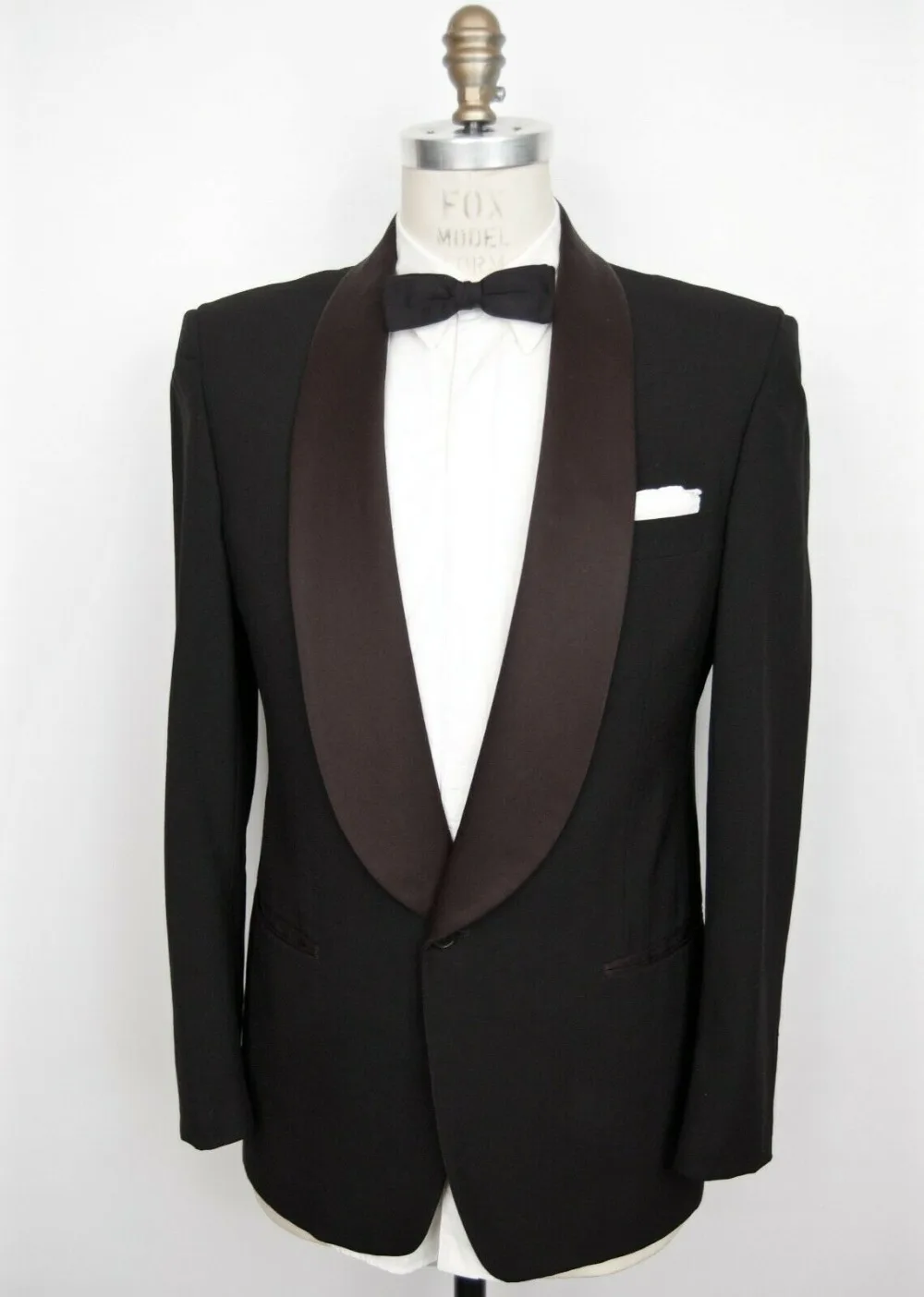

1950s-Style Shawl Collar Tuxedo Jacket vintage Capobianco Black Tux Suit Coat