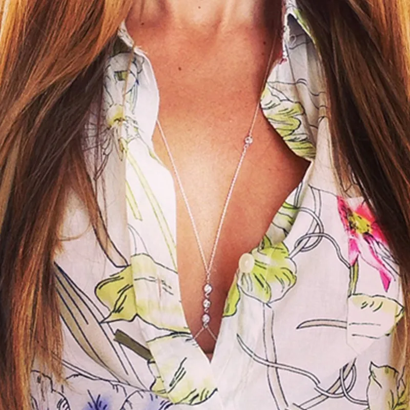 Summer Rhinestones Tassel Body Necklace Women Beach Fashion Crystal Jewelry Gold Sexy Accessories x206 | Украшения и аксессуары