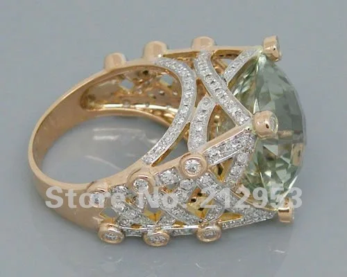 14.35Ct, розовое золото 18 К, обручальное кольцо с зеленым аметистом, ювелирные украшения для женщин, Подарок на годовщину