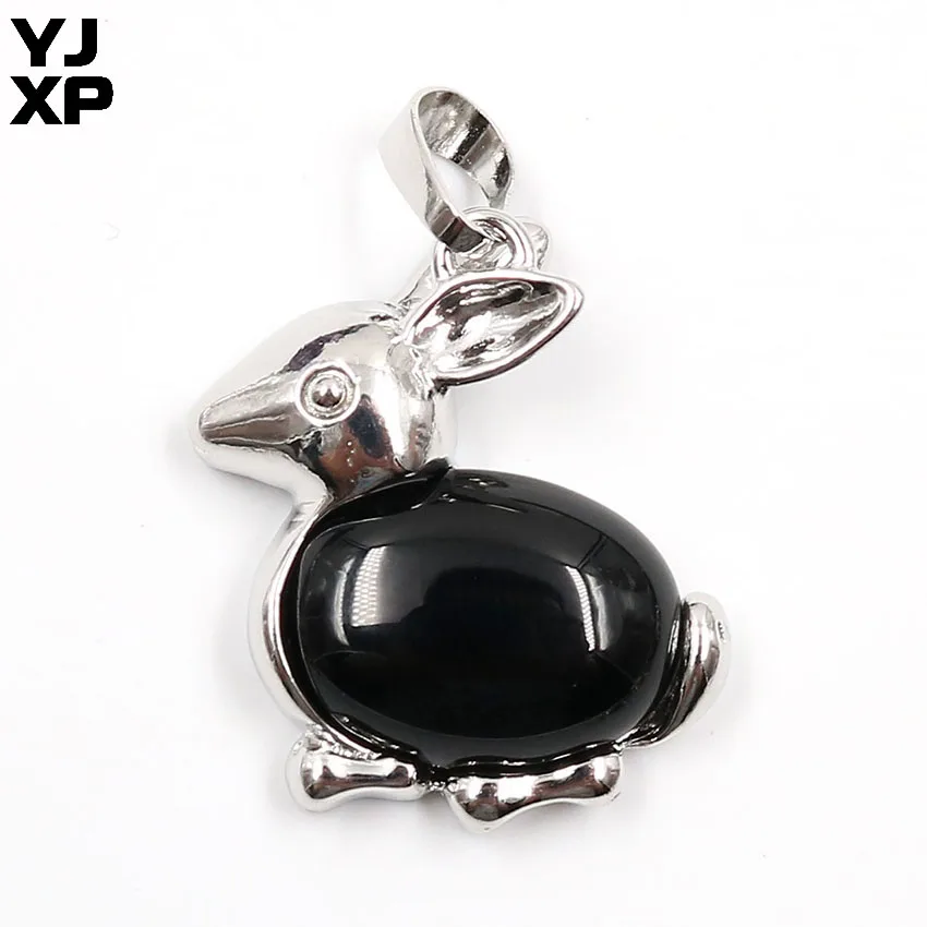 YJXP 1 шт. натуральный кристалл бусы кролик кулон для ожерелья посеребренные милые