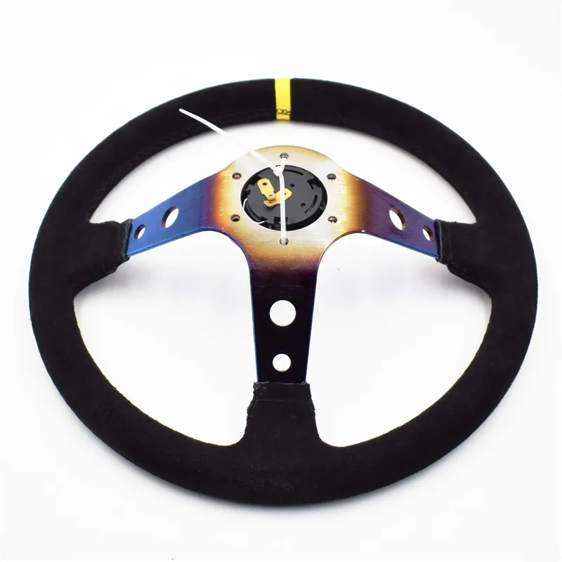 14 дюймов синий титан замша кожа рулевое колесо ралли тюнинг дрейф гоночный
