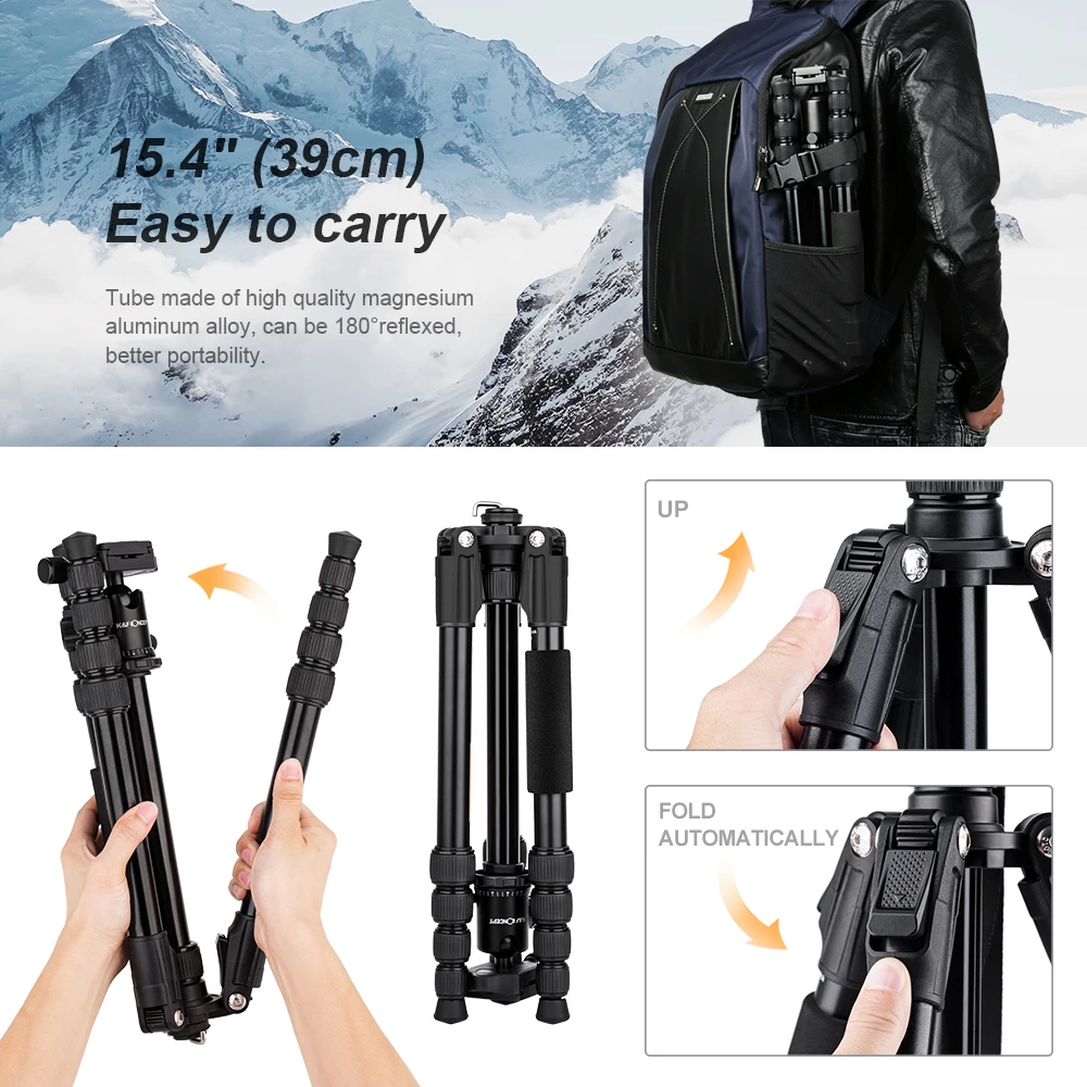 K& F концепция 5" Профессиональный штатив для DSLR камеры монопод 5 секций с 3/8" сменной шаровой головкой 360 градусов и быстросъемным