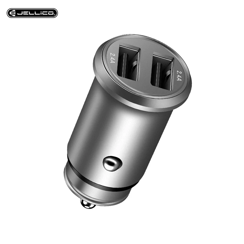 Jellico металлическое мини USB Автомобильное зарядное устройство для iPhone Xiaomi Tablet Dual USB автомобильный адаптер зарядного устройства для телефона 5 в 4.8A быстрое зарядное устройство автомобильное зарядное устройство - Тип штекера: Gray