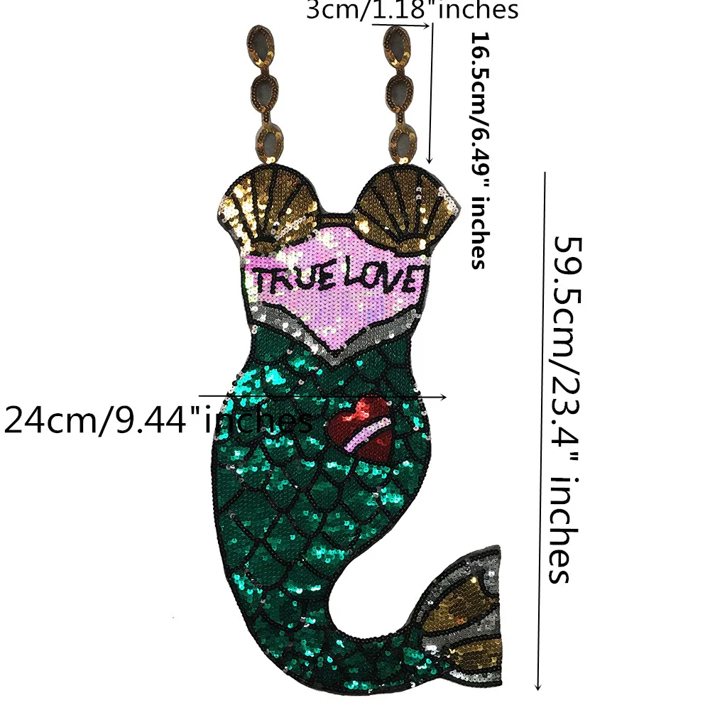 Модные большие нашивки в виде хвоста русалки с блестками аппликации настоящей