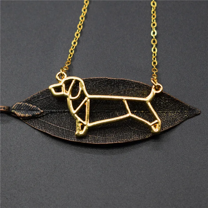 Ожерелья с таксой Elfin оригами золотого цвета серебряного украшения для домашних