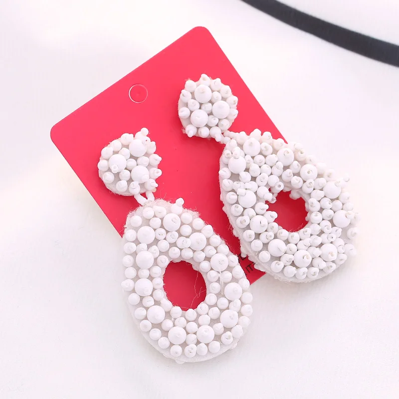 E1119 White Sehuoran Эффектные серьги для женщин богемные большие бусины бахромой богемные серьги в виде капель модные подвески, ювелирные изделия подарок на свадьбу - Окраска металла: E1119 White
