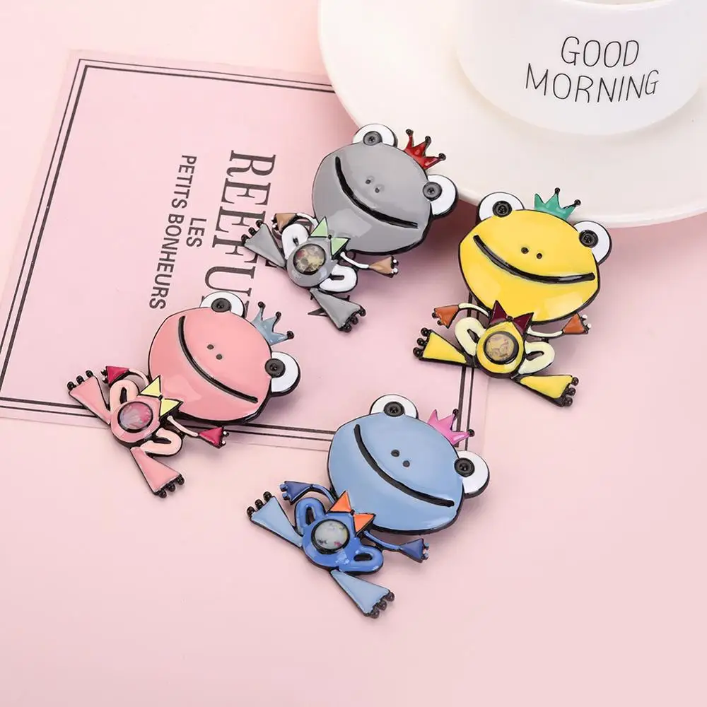 Новинка 2019 металлические эмалированные булавки и броши Cute Frog Prince для женщин