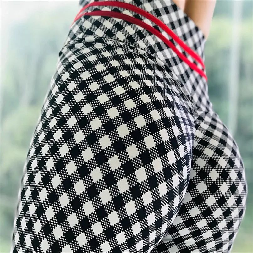 2019 Клетчатые Леггинсы для фитнеса женские сексуальные обтягивающие эластичные