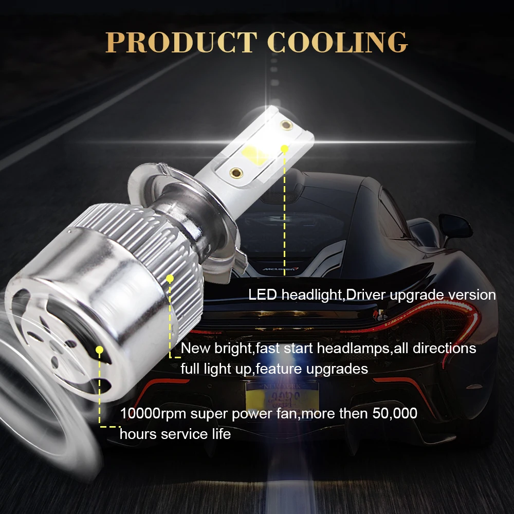 LEADTOPS 3000 K-8000 K H11 светодиодный Автомобильные фары H1 H3 H4 H7 H8 H9 H13 9004 9005 9006 9007 9008 9012 светодиодный фары 6500K 60W 12V