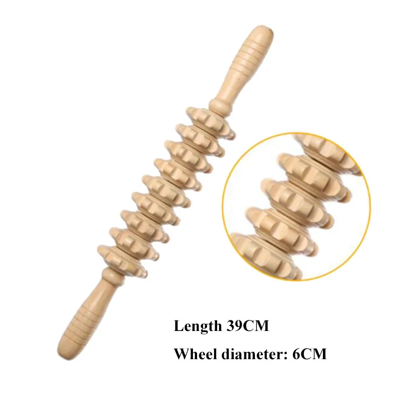 Yoga meridian bar no paint Ecru nine rounds thick shaft Whole body massage roller pounded his waist back neck leg wooden | Красота и