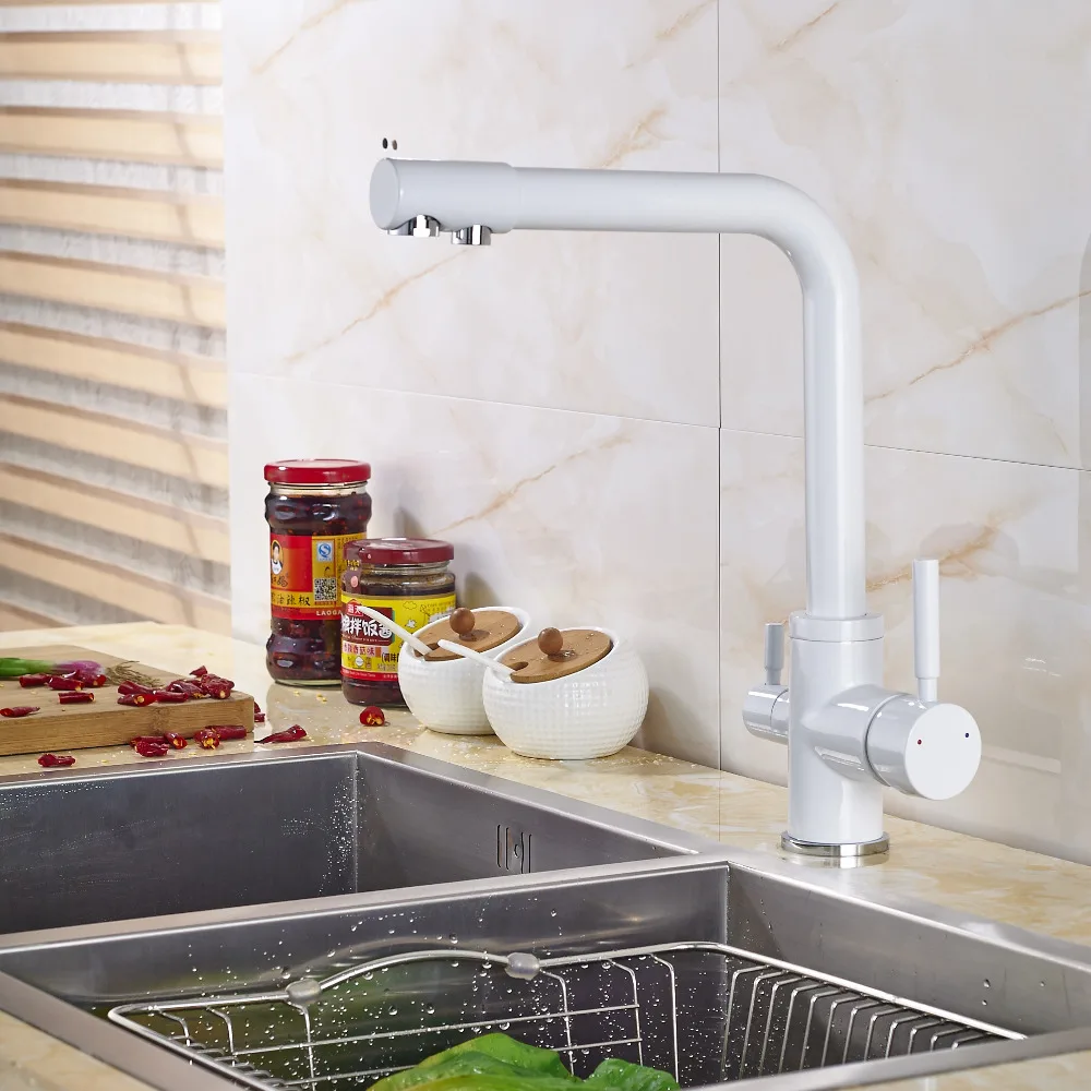 Смеситель кухонный из твердой латуни с двумя ручками и одним отверстием|brass