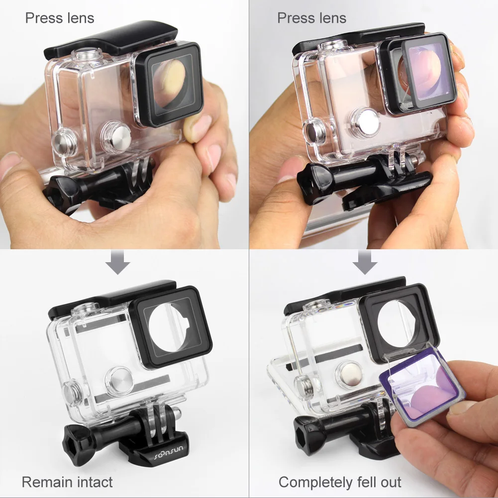 SOONSUN водонепроницаемый чехол для подводной съемки для GoPro Hero 4 3+ 3 защитный чехол жесткий чехол для Go Pro 3 3+ 4 аксессуары для камеры