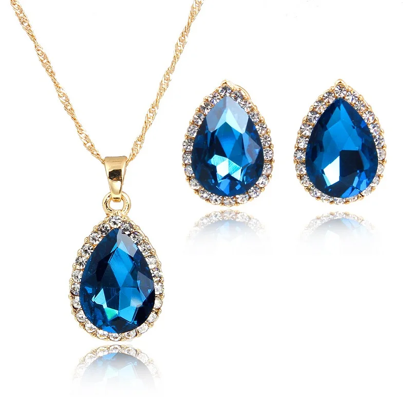 2018 New Fashion AAA Crystal Necklace Earrings Two Piece Jewelry Sets Charm Women Birthday Party Supplies for Accessory | Украшения и