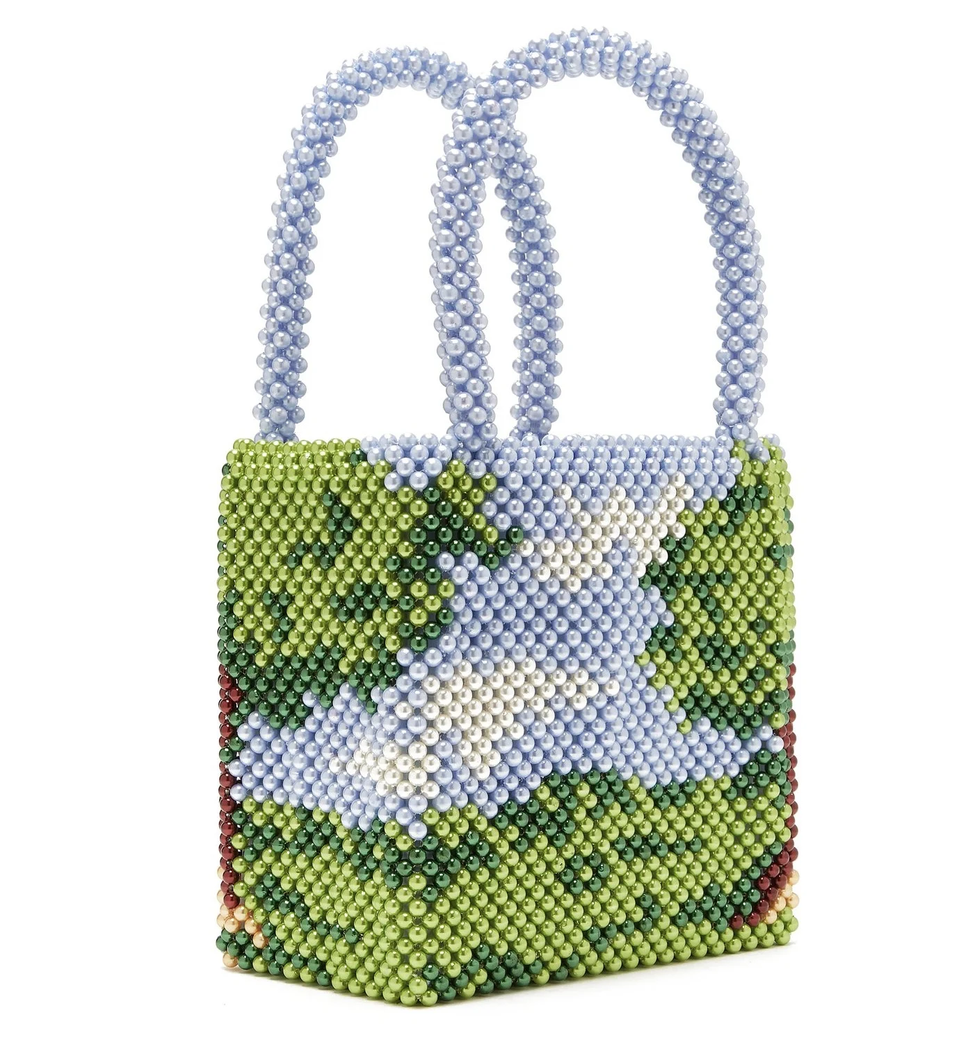 Сумка-тоут с бусинами и жемчугом комбинированная картина пейзаж дом верхней