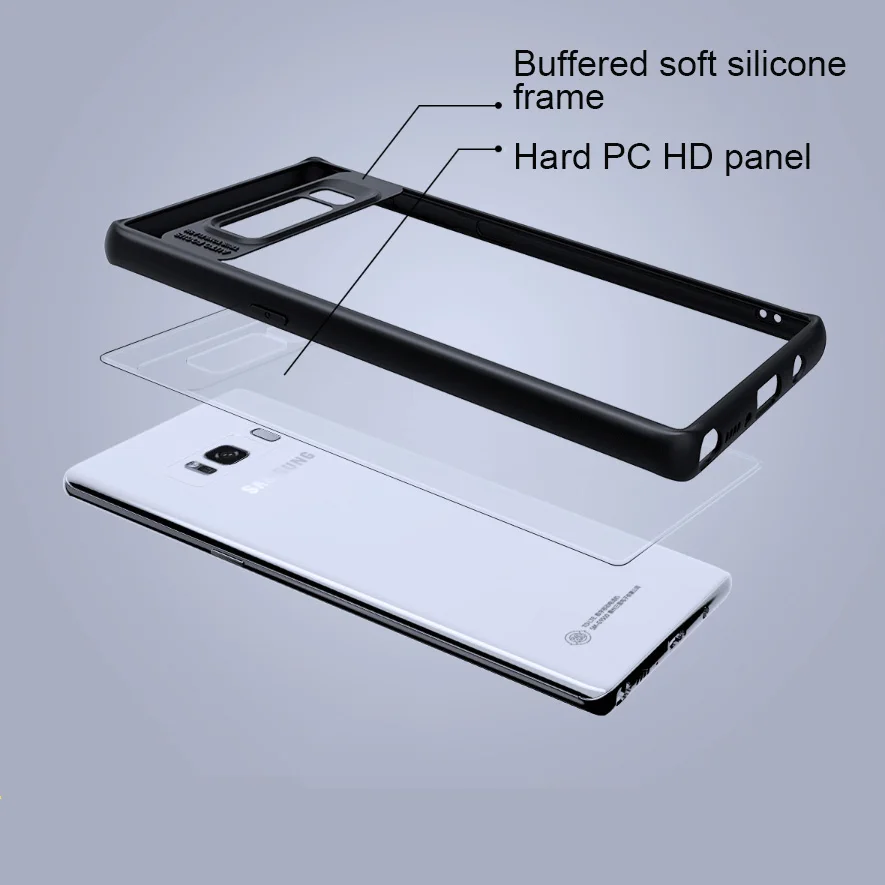 Тонкий силиконовый прозрачный чехол HD для Samsung Galaxy Note 8 с полной защитой от