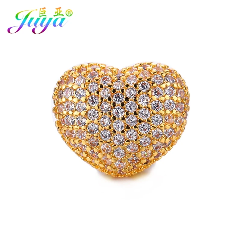 Ажурные бусины Juya Ali Moda с сердечками из циркония микрозакрепкой для женщин