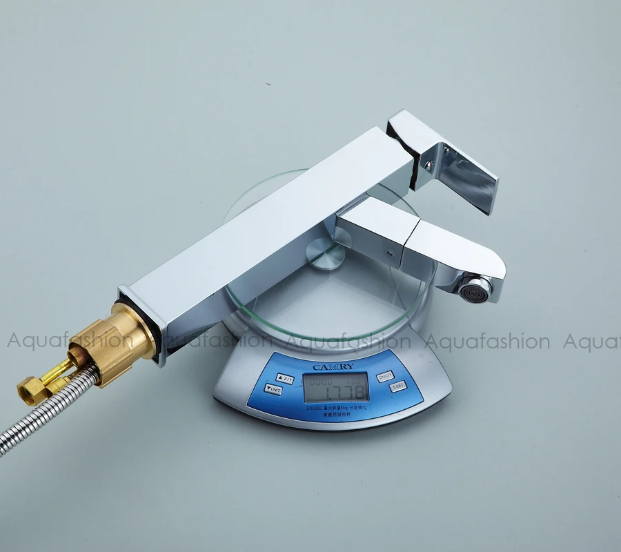 Роскошный полированный хромированный смеситель для ванной комнаты выдвижной