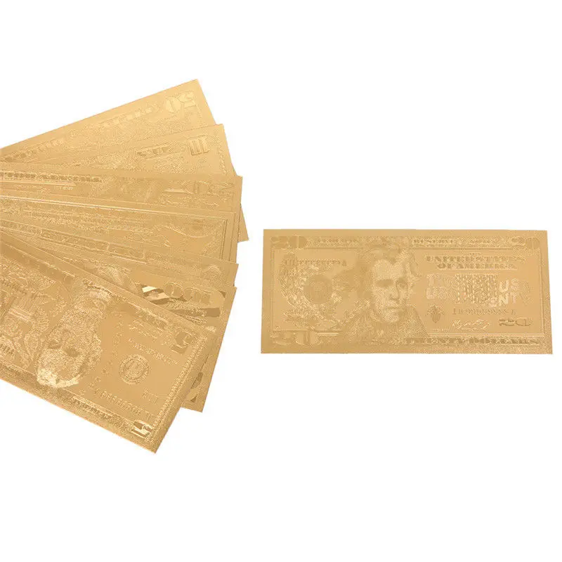 7 шт./компл. Позолоченные античные сувенирные антикварные банкноты 1 2 5 10 20 50 100