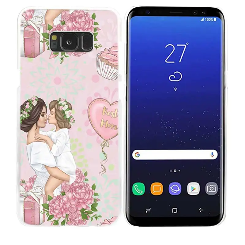 Чехол из поликарбоната для samsung Galaxy M20 M30 M40 M10 S10e S10 S9 S8 Plus S7 Note 8 9 Жесткий чехол для телефона Роскошные коричневые волосы для мамы и дочки - Цвет: 15