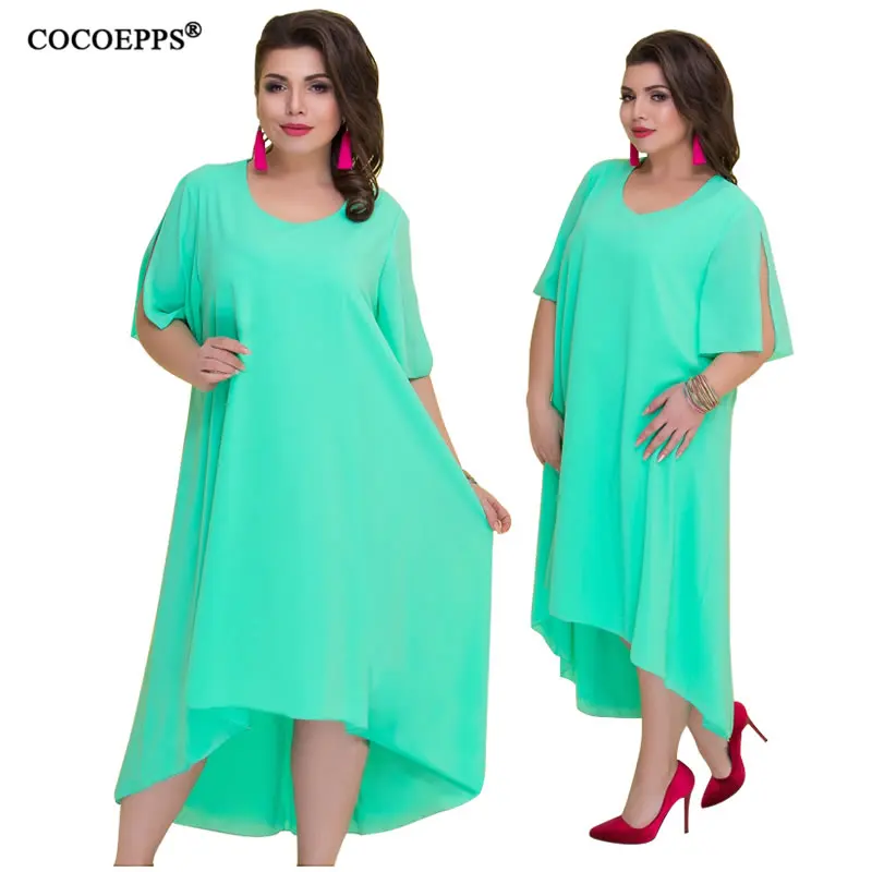COCOEPPS 5XL 6XL Элегантные повседневные женские синие макси платья больших размеров нового размера плюс женская одежда Летний стиль длинное шифоновое платье