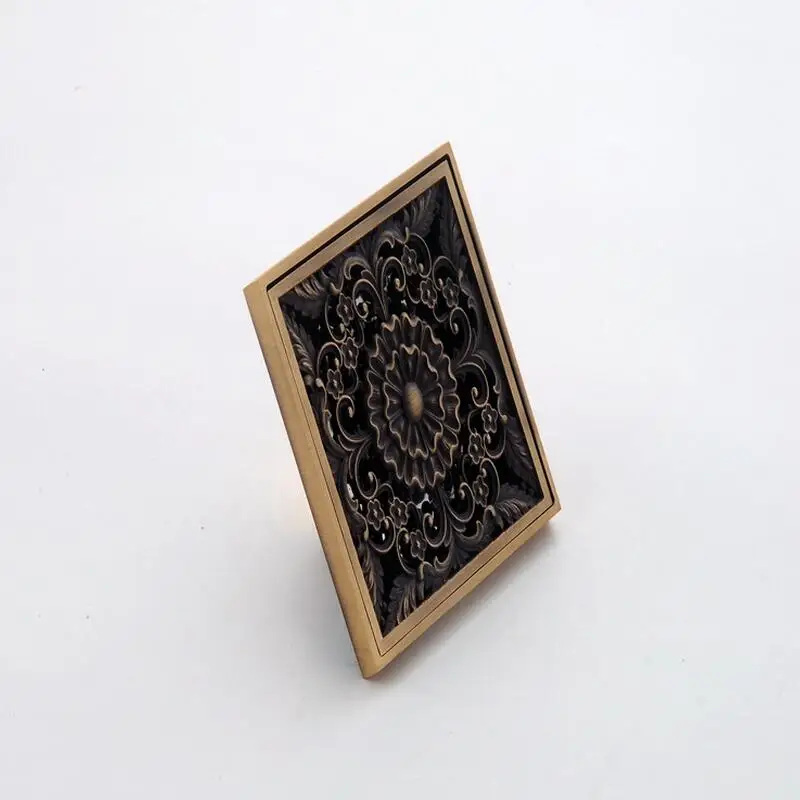 Медный резной цветочный узор напольный фильтр для слива покрывает европейский