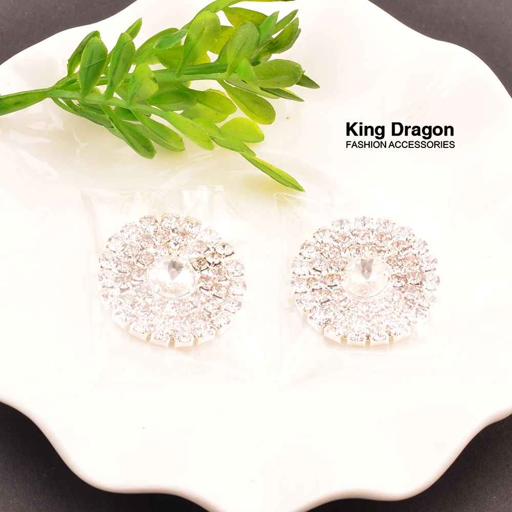 Новое поступление декоративные пуговицы со стразами 27 мм 5 шт./лот серебристого