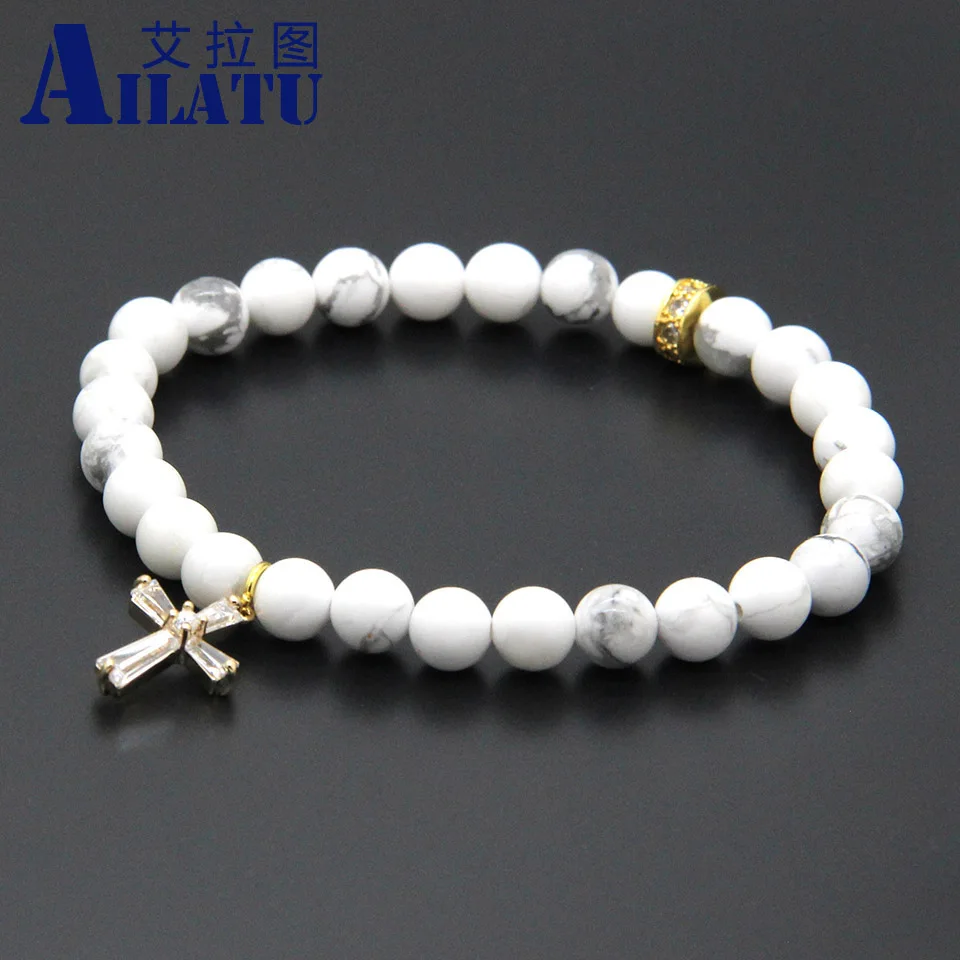Ailatu 6 мм натуральные белые мраморные бусины Howlite микровыложенные прозрачные
