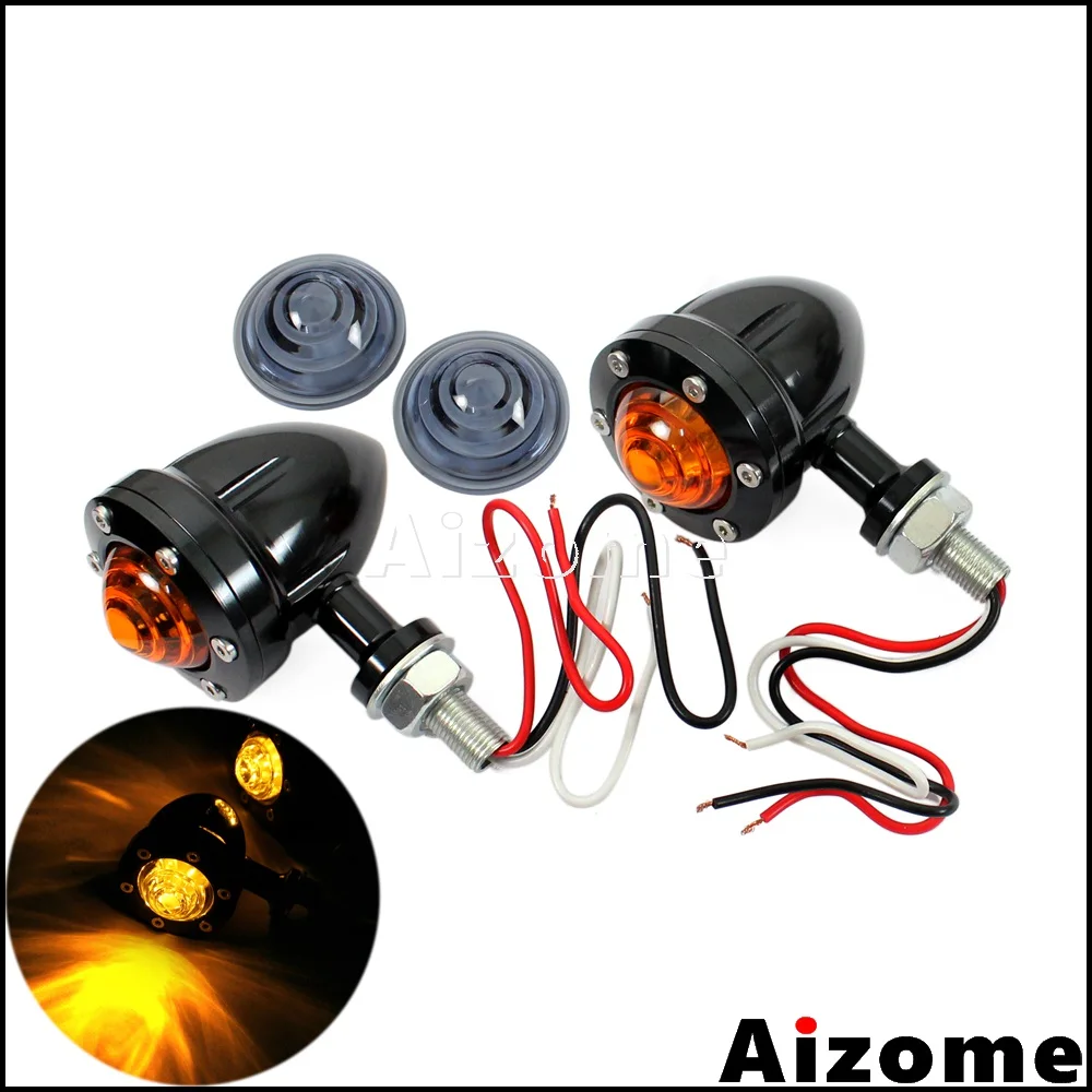 

10mm Motorcycle Aluminum Black Turn Indicators LED Turn Signals Bullet Blinker Lamps For Harley Honda Yamaha Cafe Racer Cruiser