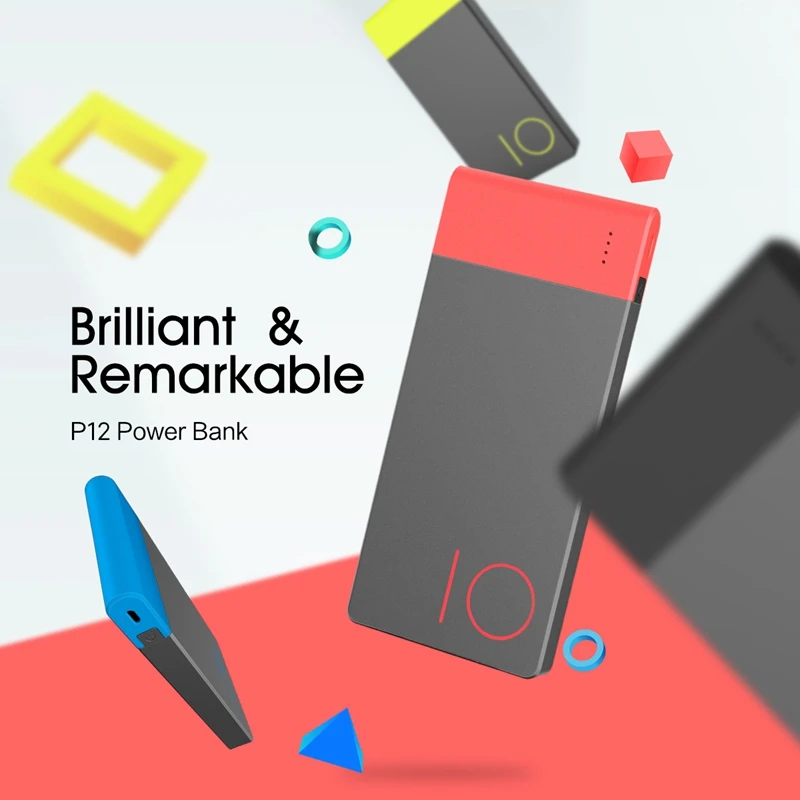 ROCK красочный 10000 mAh банк питания тонкий внешний аккумулятор портативный Банк