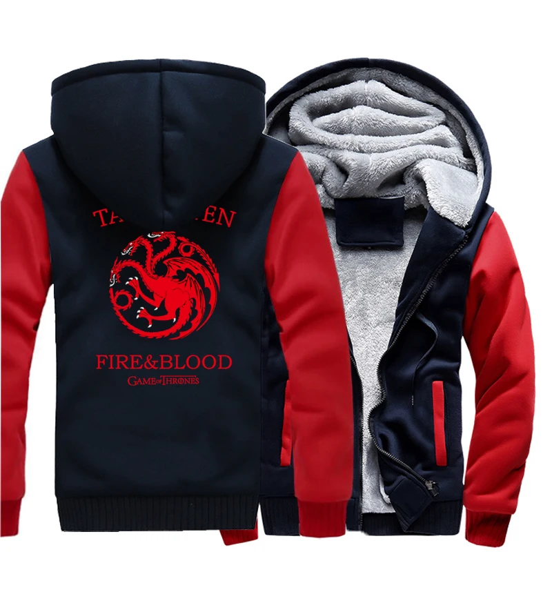 Весенние флисовые толстовки для мужчин утолщенные свитшоты Targaryen Fire &amp Blood