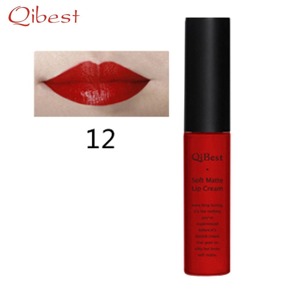 Мягкая тусклая жидкая помада QiBest maquiagem винтажный долговечный блеск для губ Batom